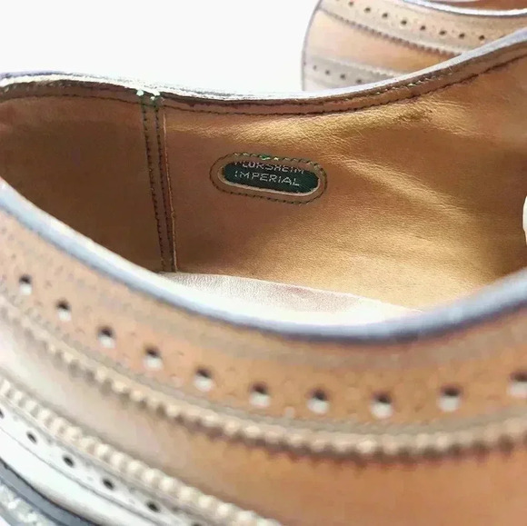 Florsheim Imperial Mens Wingtip Shoes Size 9 D 5 Nail V Cleat Vintage - Picture 6 of 9